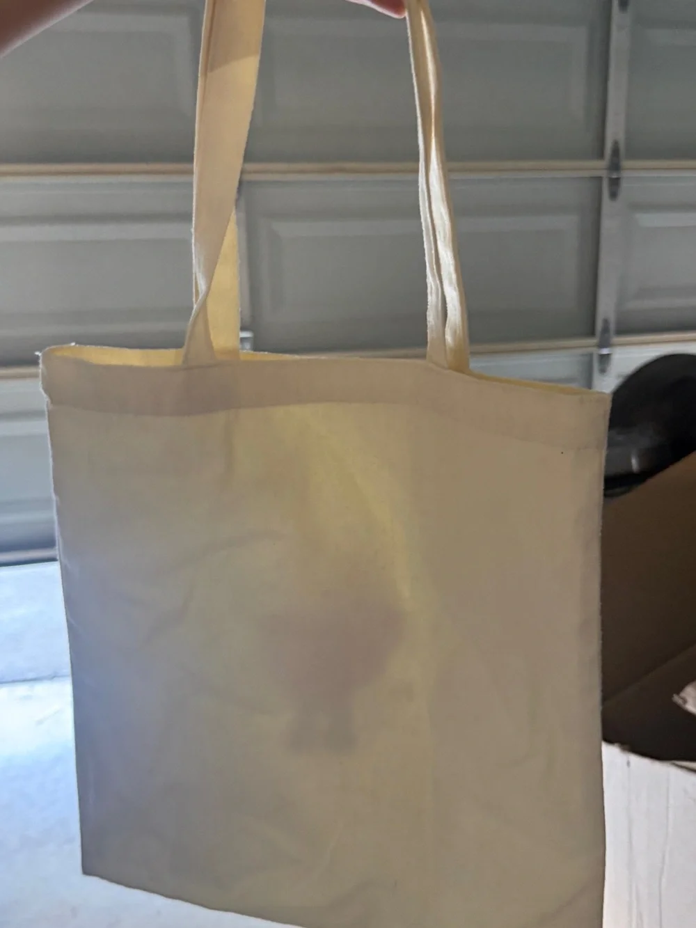 Cream Canvas Tote with Red Heart Character